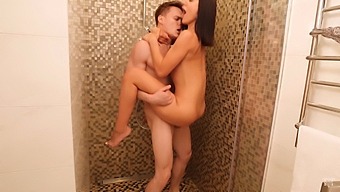 Brown-Eyed Babe Gets Fucked In The Shower By A Big Cock