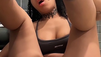Solo Play In The Gym Bathroom With A Black Beauty