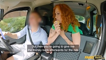Redhead Babe With Big Tits Gets Rough Ride In Taxi